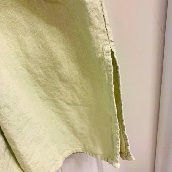 Green cropped wide leg linen jumpsuit - Picture 4 of 5